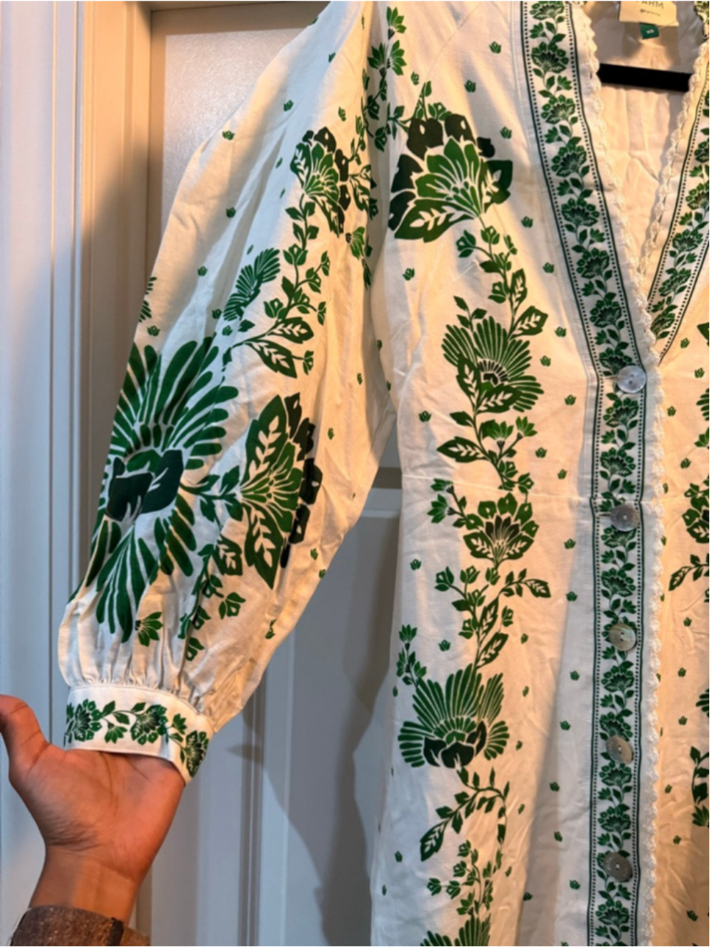 Women's FARM Rio White Green Floral Maxi Dress XS - Picture 9 of 16